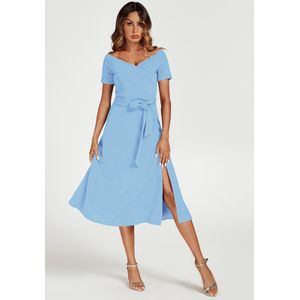 Bardot midi-jurk in lichtblauw