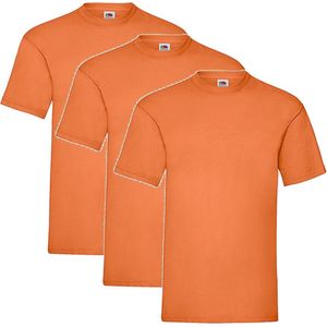 3 Pack Shirts Fruit of the Loom Ronde Hals Oranje Maat XXXL (3XL) Valueweight