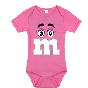 Bellatio Decorations Baby rompertje - letter M - roze - kraam cadeau - babyshower - cadeau romper 68