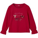 T-shirt - Rood - Kerstmis Meisje - Lange Mouwen - Katoen