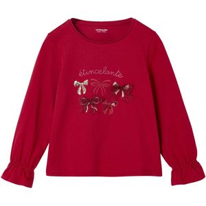 T-shirt - Rood - Kerstmis Meisje - Lange Mouwen - Katoen