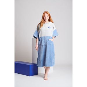 Ponchy - Azul Oceano - Two Tone Bamboe Surf Poncho - Klein