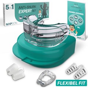 Napson® Anti Snurk Set 5 in 1 - Snurkbeugel Fexibel - Neusspreider en Neusclip - Anti Snurk beugel - Unisex - Reserve beugel