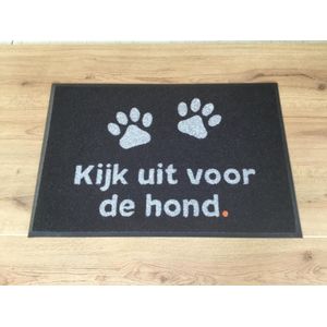 ADmat | Deurmat Kijk uit voor de hond | zwart | 75x50cm |