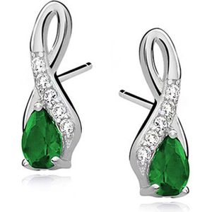 Joy|S - Zilveren klassieke druppel oorbellen - zirkonia emerald groen - infinity - gehodineerd