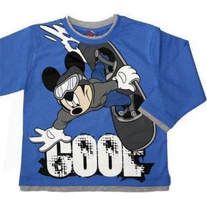 Disney - Jongens Kleding - Mickey Mouse - Longsleeve - Blauw - T-shirt met lange mouwen - Maat 128