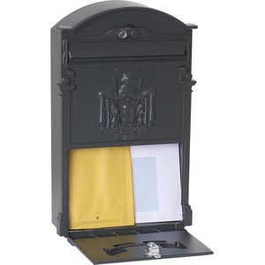 Residencia D-2151/GA Brievenbus van Aluminium in Klassieke Stijl | Formaat M (DIN A4) | Elegante Brievenbus voor Buiten | Decoratieve Brievenbus met Naamplaatje | Grafietgrijs