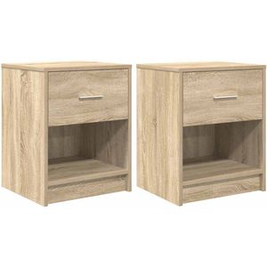 vidaXL - Nachtkastjes - 2 - st - met - lade - 40x34x50 - cm - sonoma - eikenkleurig