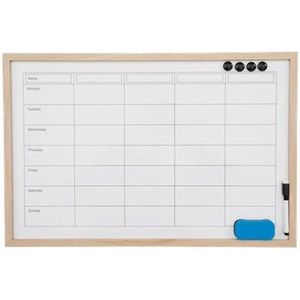 Magnetisch Memobord/Whiteboard MAREK - Weekplanner - Hout - Stiften - Marker - Magneten - Ideaal voor kinderen -  60 x 40 cm