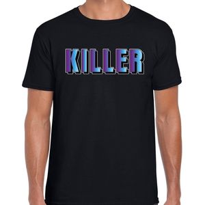 Killer t-shirt zwart met paarse/blauwe letters voor heren - fun tekst shirts / grappige t-shirts L