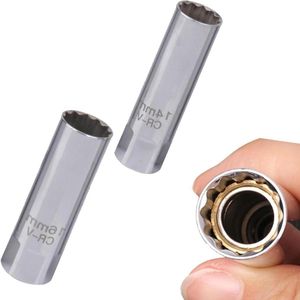 Bougiesleutel set - 2 stuks 14mm en 16mm - voor auto en motorfiets reparatie - 3/8 inch - 12-kant - 2 maten in set
