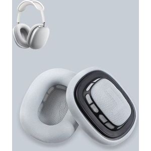 BukkitBow - Oorkussen Set Geschikt voor Apple Airpods Max – Vervangende Koptelefoon Oorkussens / Ear Pads - Memory Foam - Wit/Zilver