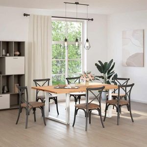 vidaXL Eettafel met natuurlijke rand massief eikenhout rechthoekig - Eettafel - Eettafels - Eetkamertafel - Keukentafel