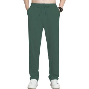 Livano Linnen Broek Heren - Zomerbroek - Volwassenen - Lange Broek - Pantalon - Strandbroek - Zomer - Ibiza Stijl - Donkergroen - Maat S