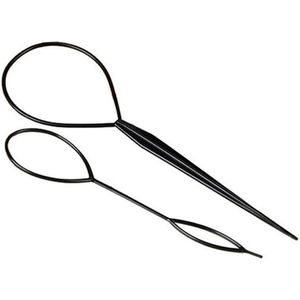 Inovra - Zwarte Haarstylers Set voor Kappers - Accessoires voor Haarstyling - Haar Trek Naald - Vlecht Paardenstaart Maker - Vrouwen en Meisjes - 2 stuks