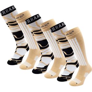 Poederbaas Skisokken Dames - 6 paar - Warm Sand - Maat 35/38