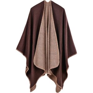 Winter warme poncho sjaal wrap dames - oversized dikke cape winterdeken omkeerbare sjaal voor dames meisjes feestelijke geschenken
