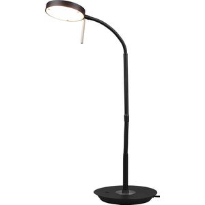 LED Tafellamp - Torna Monzino - 12W - Aanpasbare Kleur - Dimbaar - Rond - Mat Zwart - Aluminium