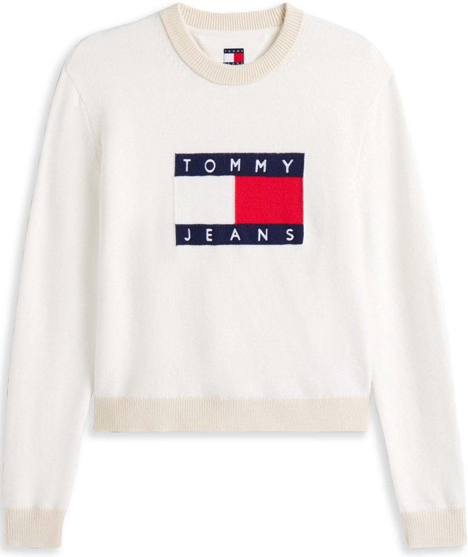 Tommy Jeans, Dames, Truien, Beige, Maat: 2XS Viscose,