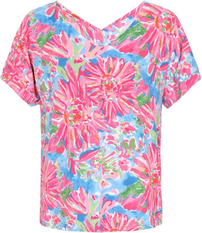 usha - T-shirt - V-hals - Korte Mouwen - Bloemenprint