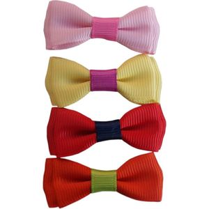 Jessidress Kleine Haarclip setje met strikjes - Roze/Geel/Rood/Oranje