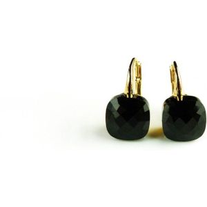 Zilveren oorringen oorbellen geelgoud verguld model pomellato met zwarte steen