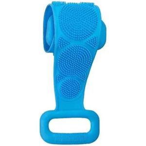 Rug Srcubber - 59 cm - Scrubband - siliconen baddoucheborstel - rugscrubber lichaamsborstel - met massagedeeltjes - Uitrekbare Body Borstel - Dubbelzijdige Rugborstel - Massage borstel - Blauw