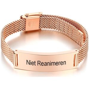 Niet Reanimeren Armband – Penning – Gegraveerd – 10mm Bar – RVS – Rosé Goudkleurig