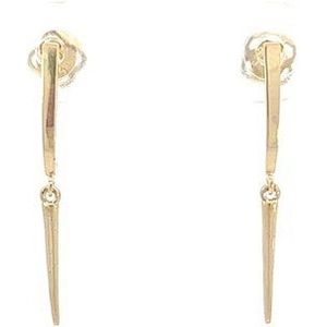 Silventi 9NBSAM-G230278 Gouden Oorhangers Pegels - 10x1,1mm - 22mm Totaal Lengte - 14 karaat - Goud