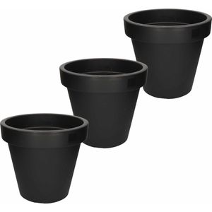 Prosperplast Bloempot/plantenpot voor binnen en buiten - 3x - D35 x H31 cm - antraciet grijs - kunststof