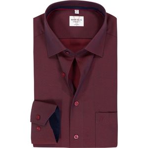 MARVELIS - Modern Fit - Overhemd - Bordeaux Rood - Strijkvrij - Mouwlengte 7