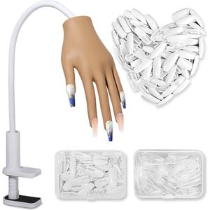 Oefenhand voor Acryl Nagels met 100 Valse Nagels - Flexibel en Verstelbaar Nail Art Model