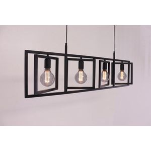 Hanglamp Foldable - 4xE27 - zwart rechthoek - draaibaar 110cm