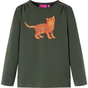 vidaXL - Kindershirt - met - lange - mouwen - 140 - kakikleurig