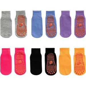 Grip Sokken voor Kinderen - 6 Paar Comfortabele Antislip Sokken - Katoenen Grip Enkel Sokken - Peuter Sokken 1-4 Jaar - Baby Kleurrijke Starter Companion