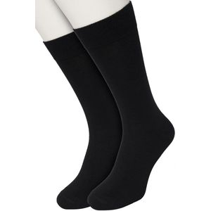 Bonnie Doon Basic Sokken Heren Zwart maat 47/52 - 2 paar - Basis Katoenen Sok - Gladde Naden - Brede Boord - Uitstekend Draagcomfort - Perfecte Pasvorm - 2-pack - Multipack - Effen - Black - OL6324012.101