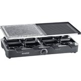 Severin Gourmetstel 2376 - 8 Pannen - Zwart - 1300W - Raclette met natuurgrillsteen en grillplaat