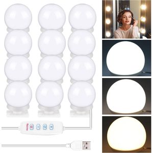 Dimbare LED-spiegellamp met 12 lampen en schakelaar voor make-upspiegel - 3 kleuren
