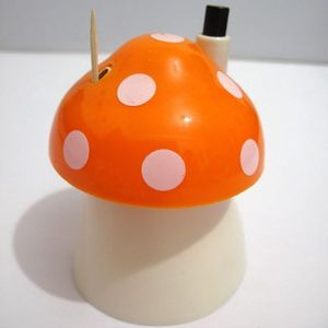 Paddenstoelvormige tandenstokerhouder, tandenstokerhouder, tandenstokerfles, creatieve en schattige automatische tandenstokerhouder met drukknop, woondecoratie - oranje