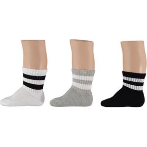 Apollo - Sokken - Sport - Baby - 3-pack - Wit - Zwart - Grijs - Maat 56/68