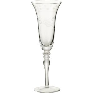 J-Line Gegraveerd champagneglas - glas - 4 stuks - woonaccessoires