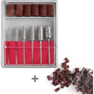 Nagelfrees setje van 6 bitjes inclusief 50 Schuurrolletjes Nagelfrees Grit
