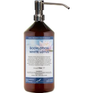 Bodylotion White Lotus 1 Liter met luxe RVS zilverkleurige pomp - stijlvolle en duurzame uitstraling