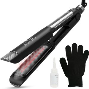 Évoilé Steam Max® stoomstijltang | Professionele 2-in-1 Stoomstijltang & Krultang met Infraroodtechnologie | Hair Straightener | Brede Keramische Platen | 150ºC-230ºC | Voor Glanzend & Beschadigd Haar | 2,5m Snoer | Inclusief Handschoen