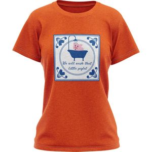 JAP Koningsdag dames shirt (Maat M) - Regular fit - Oranje kleding - ""We will wash that little piglet"" - 100% Katoen t-shirt