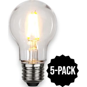 5-Pack | Prikkabel - Standaard bol - E27 - 2.4W - Extra Warm Wit - 2700K - Filament - Helder