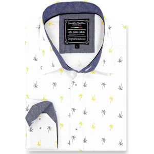 Heren Overhemd - Slim Fit - Libel Dragonfly - Wit - Maat XL