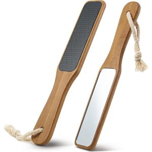 Glazen voetvijl met antislip bamboe handvat - Perfect voor eelt en gebarsten hielen