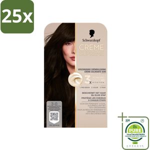 25 x Schwarzkopf - Haarkleuring - Creme Supreme 3-0 - Natuurlijk Extra Donkerbruin - 245g - Grootverpakking - Permanente Haarkleur - Donkerbruin Haar - Grijsdekking - Haarkleuring Verzorging - Schwarzkopf Creme Supreme