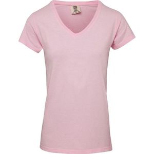 Basic V-hals t-shirt comfort colors licht roze voor dames maat S
